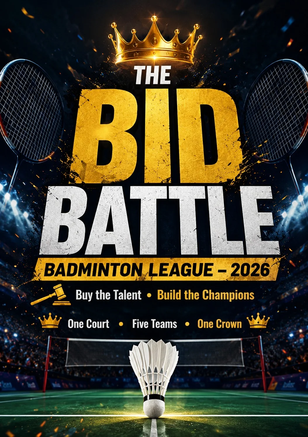 The Bid Battle – Badminton League 2026 poster